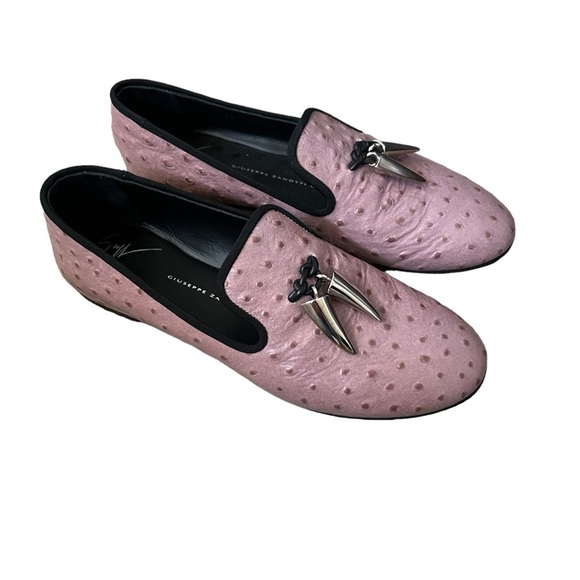 Giuseppe Zanotti Ostrich Textured Leather Slip On Loafer Mauve Sz US 6/ EU36 - Picture 2 of 15